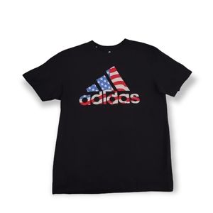 adidas Logo American Flag Golf Tee Shirt Sz L